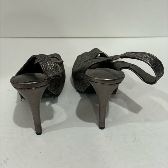 LULU TOWNSEND Women’s Silver Glitter Open Toe Strappy Heels - size 6 - Picture 4 of 7